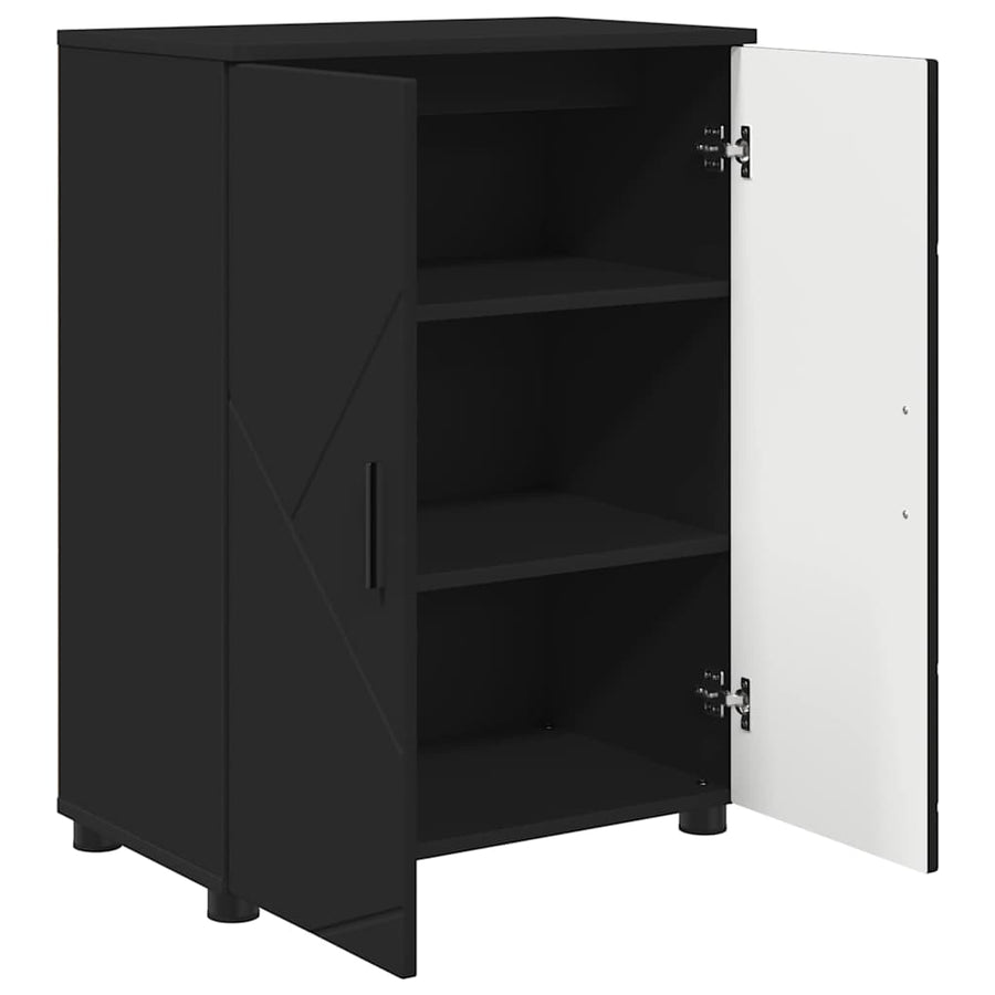 Badkamer Kast met plank Zwart 60 x 35 x 80 cm Bewerkt hout