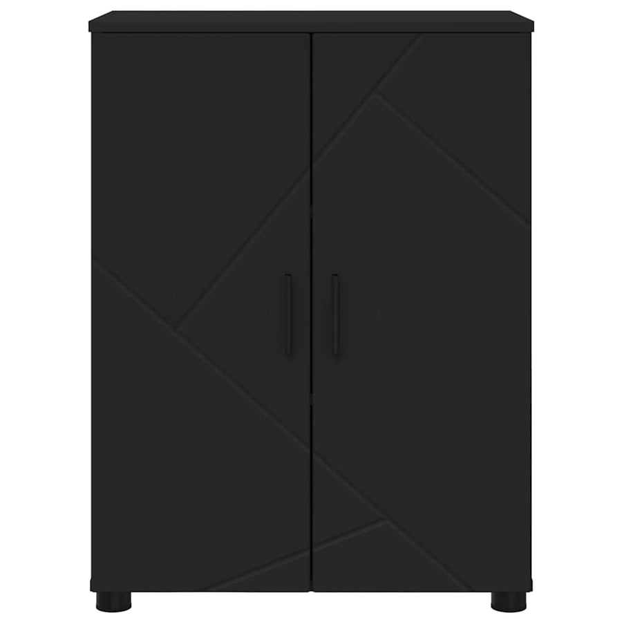 Badkamer Kast met plank Zwart 60 x 35 x 80 cm Bewerkt hout