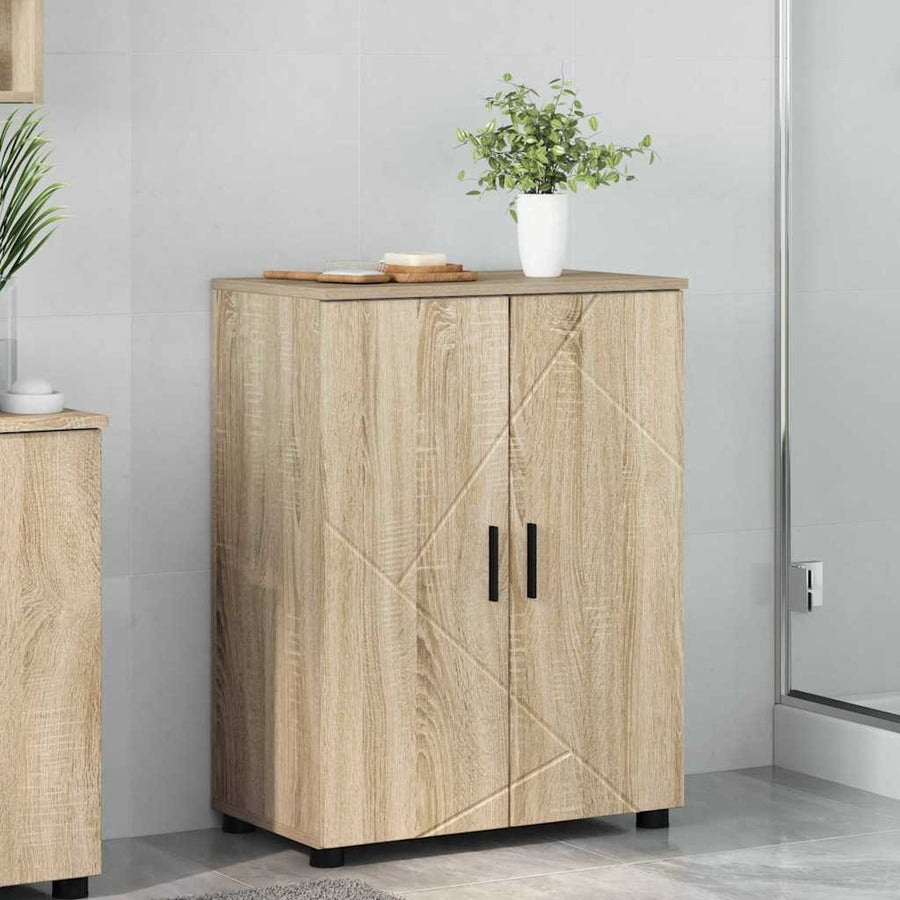 Badkamer Kast Sonoma Eiken 60 x 35 x 80 cm Bewerkt hout, Metaal