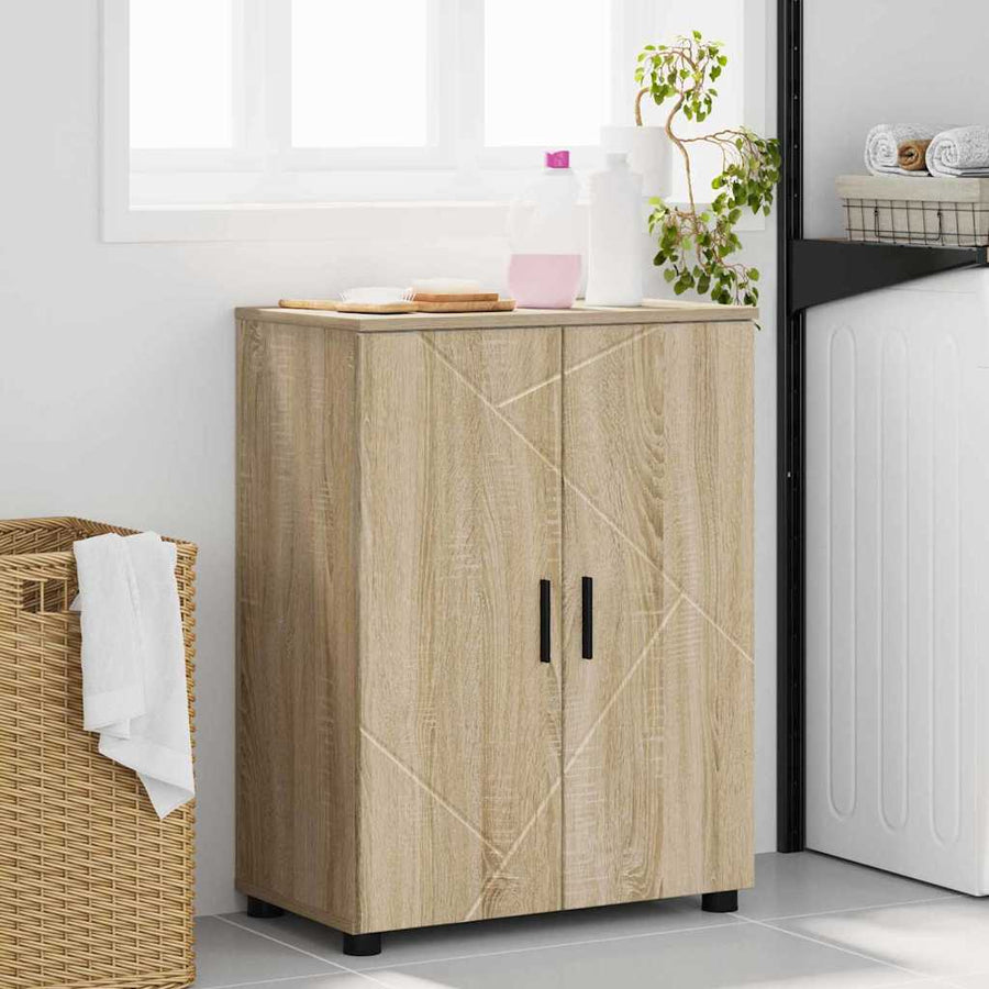 Badkamer Kast Sonoma Eiken 60 x 35 x 80 cm Bewerkt hout, Metaal