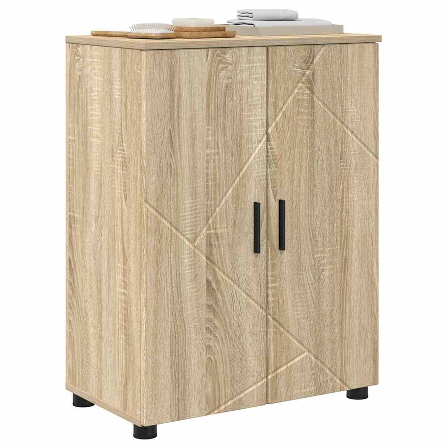 Badkamer Kast Sonoma Eiken 60 x 35 x 80 cm Bewerkt hout, Metaal