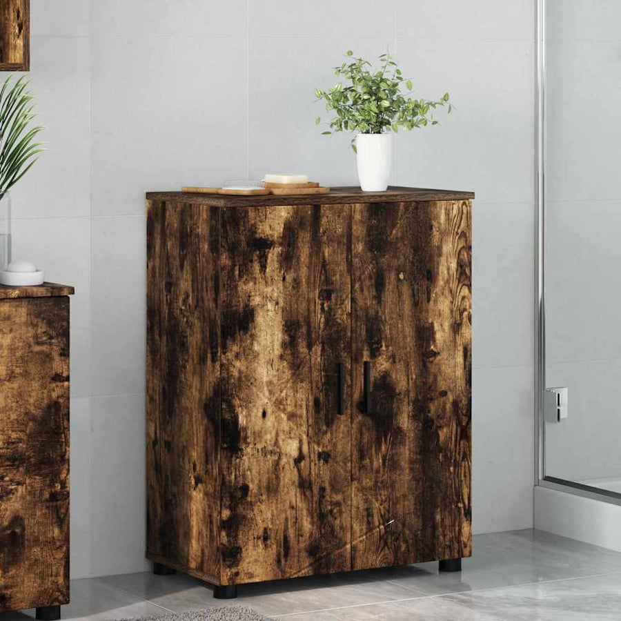 Badkamer Kast Gerookt eiken 60 x 35 x 80 cm Bewerkt hout