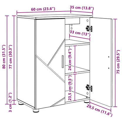 Badkamer Kast Grijs sonoma 60 x 35 x 80 cm Bewerkt hout