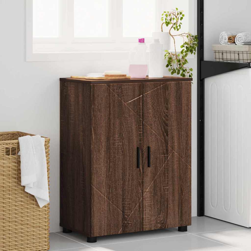 Badkamer Kast Bruin Eiken 60 x 35 x 80 cm Bewerkt hout & Metaal