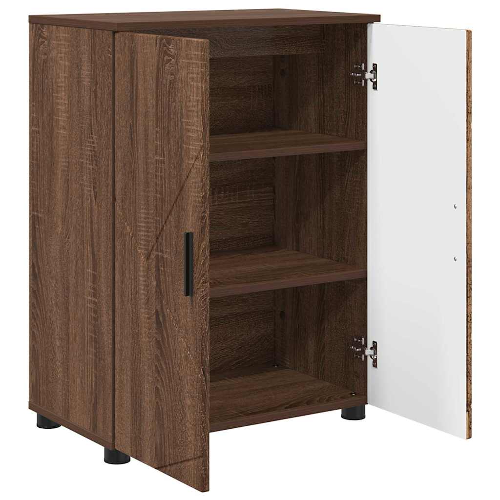 Badkamer Kast Bruin Eiken 60 x 35 x 80 cm Bewerkt hout & Metaal