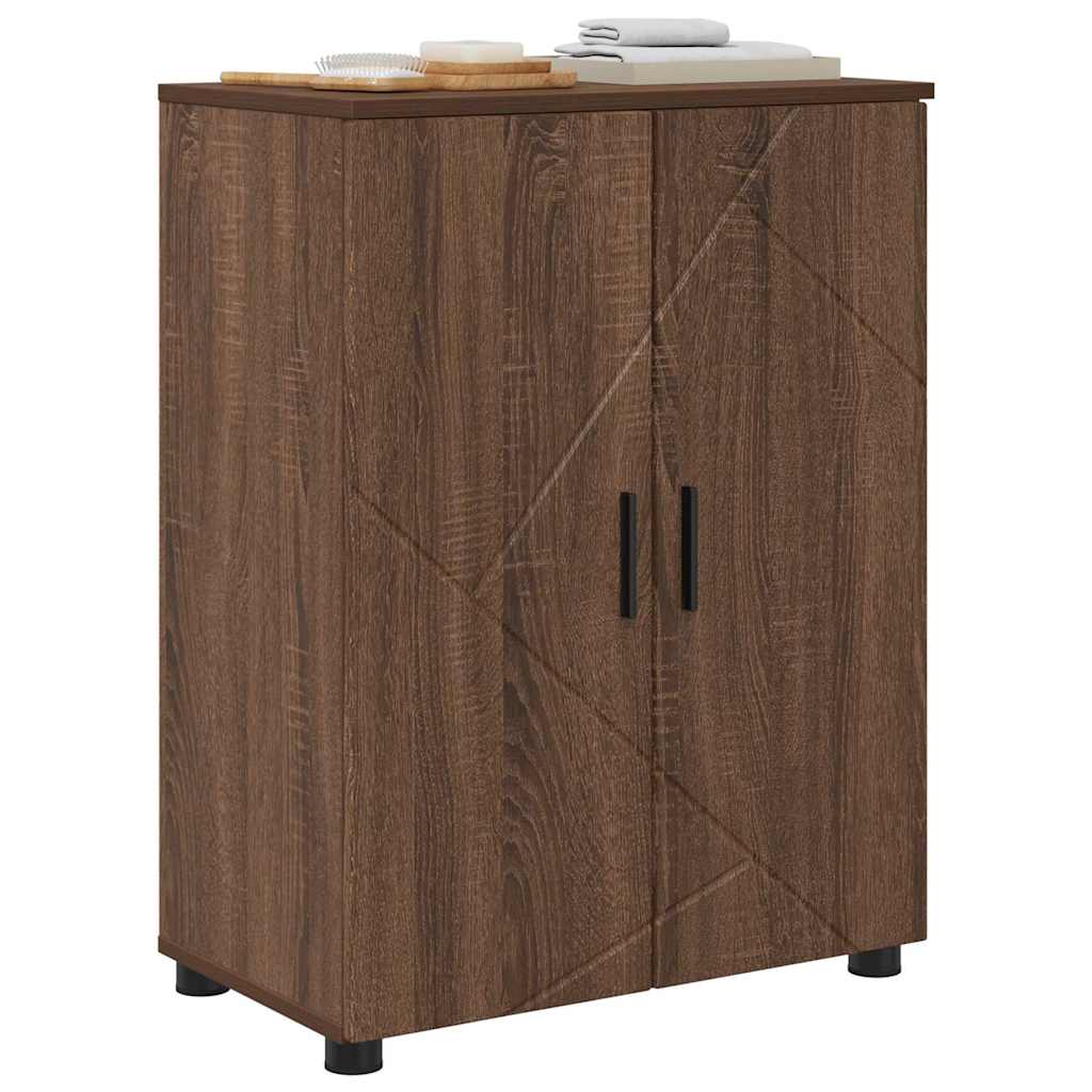 Badkamer Kast Bruin Eiken 60 x 35 x 80 cm Bewerkt hout & Metaal