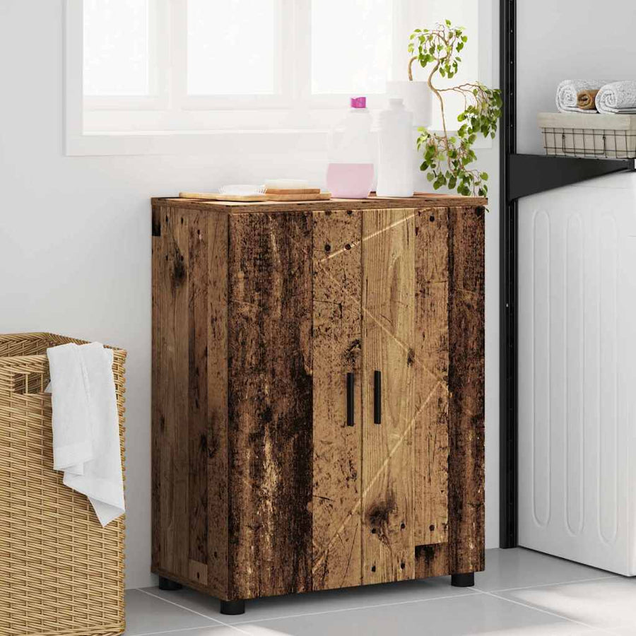 Badkamer Kast met plank Oud hout 60 x 35 x 80 cm Bewerkt hout