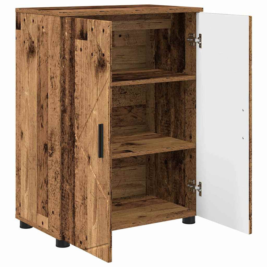 Badkamer Kast met plank Oud hout 60 x 35 x 80 cm Bewerkt hout
