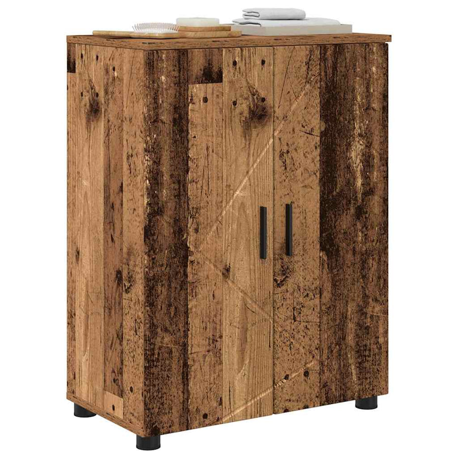 Badkamer Kast met plank Oud hout 60 x 35 x 80 cm Bewerkt hout