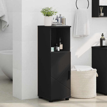 Badkamer Kast met plank Zwart 30 x 35 x 95 cm Bewerkt hout