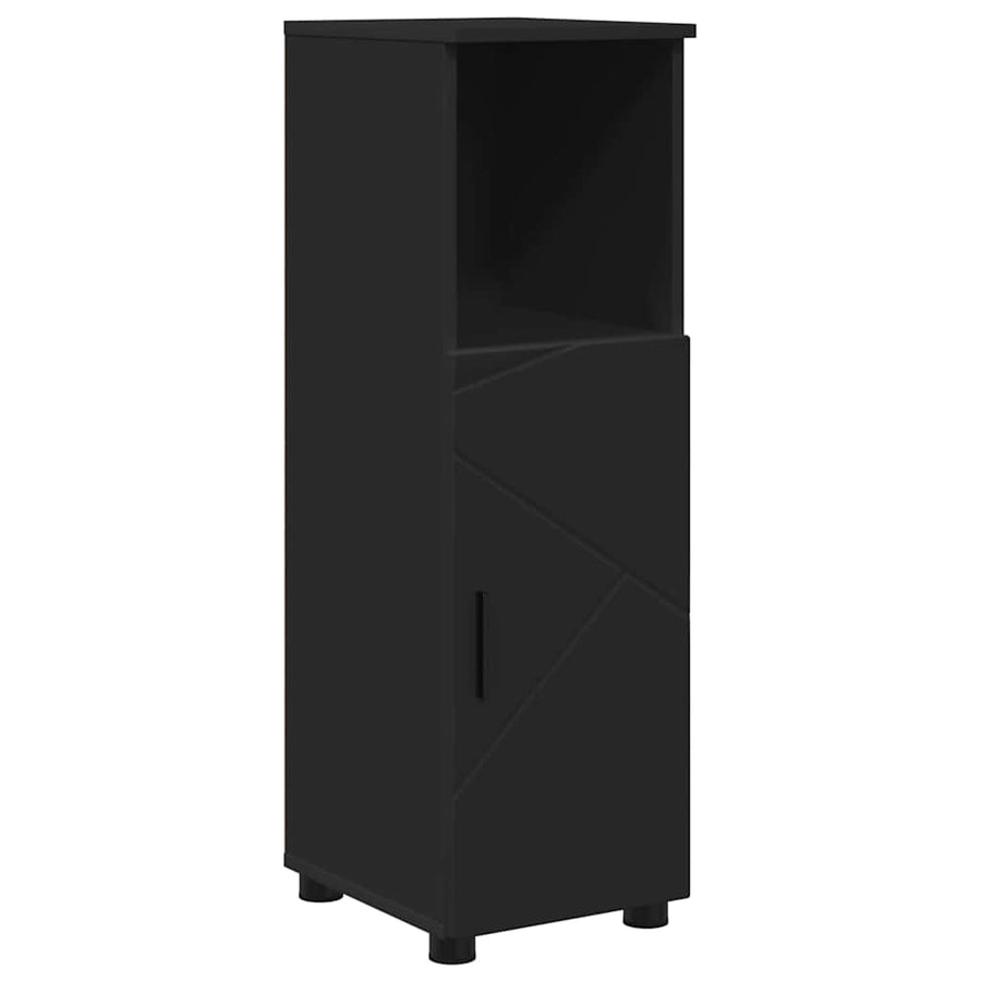 Badkamer Kast met plank Zwart 30 x 35 x 95 cm Bewerkt hout