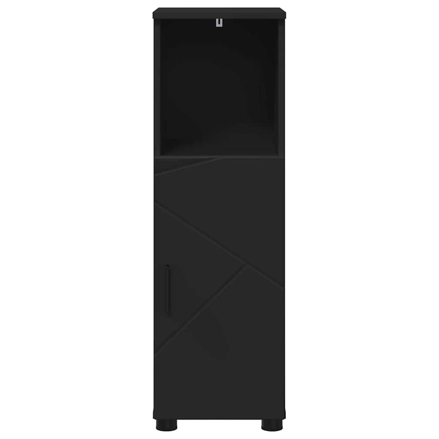 Badkamer Kast met plank Zwart 30 x 35 x 95 cm Bewerkt hout