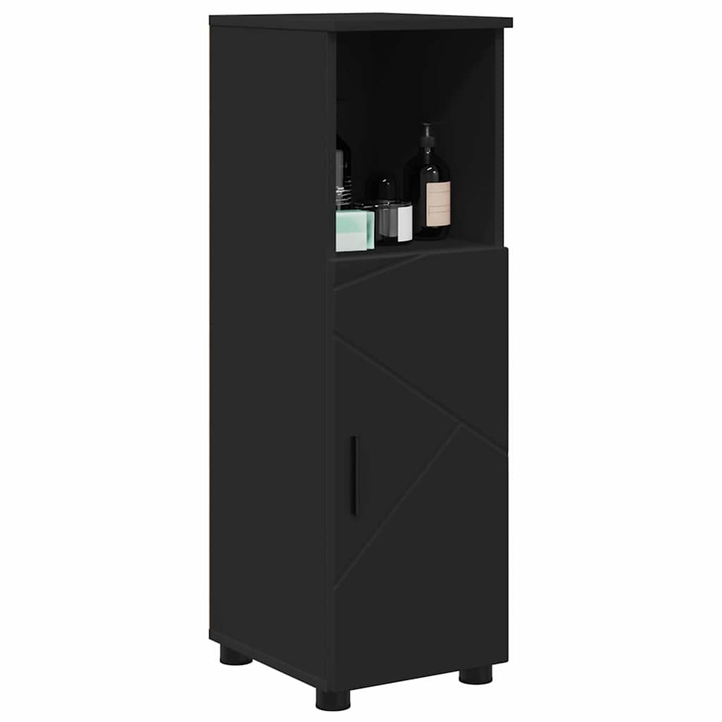 Badkamer Kast met plank Zwart 30 x 35 x 95 cm Bewerkt hout