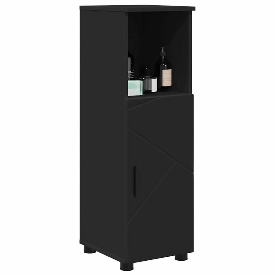 Badkamer Kast met plank Zwart 30 x 35 x 95 cm Bewerkt hout