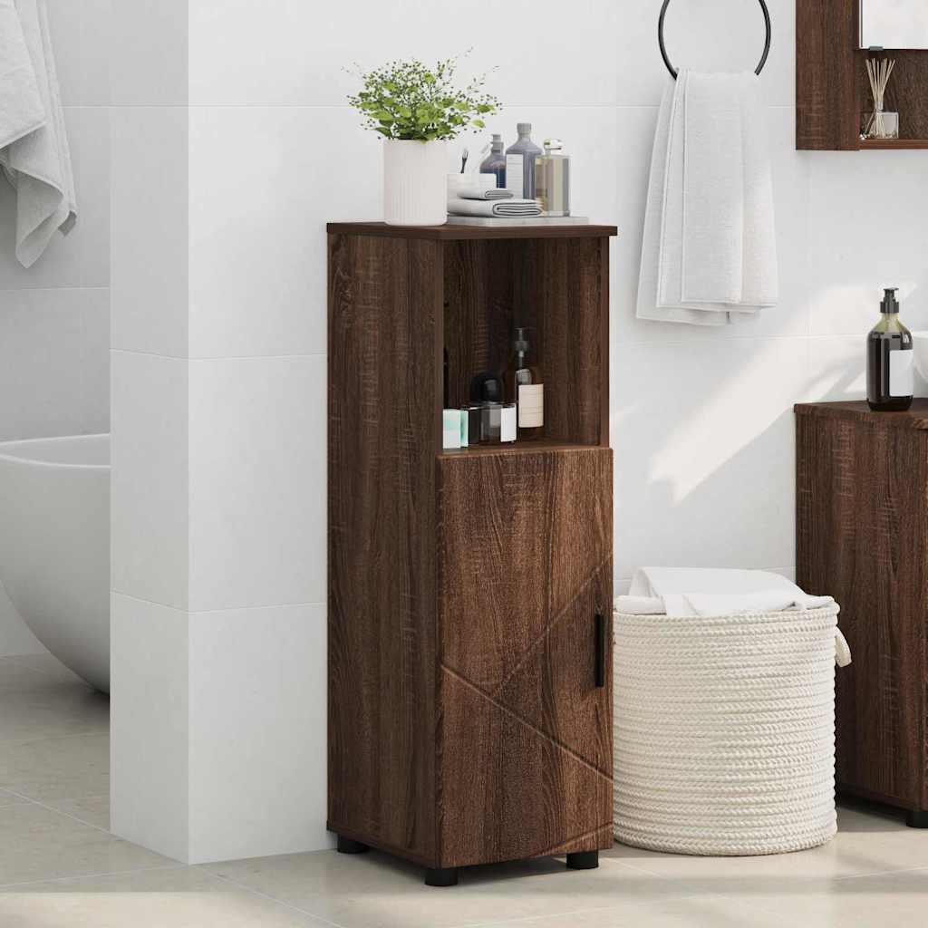 Badkamer Kast bruin eikenkleur 30 x 35 x 95 cm Bewerkt hout