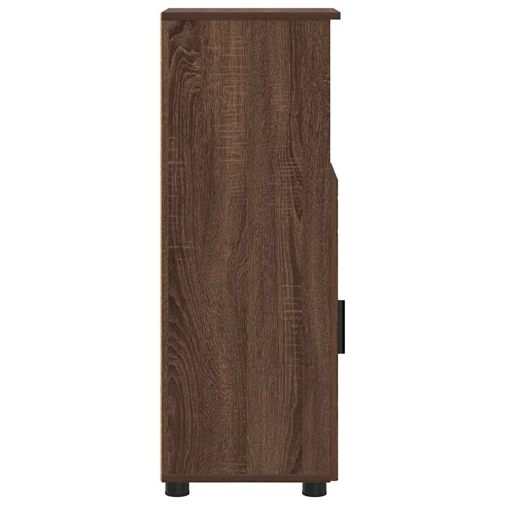 Badkamer Kast bruin eikenkleur 30 x 35 x 95 cm Bewerkt hout