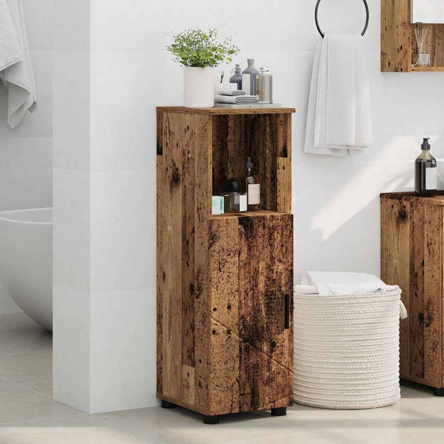 Badkamer Kast met plank Oud hout 30 x 35 x 95 cm Bewerkt hout