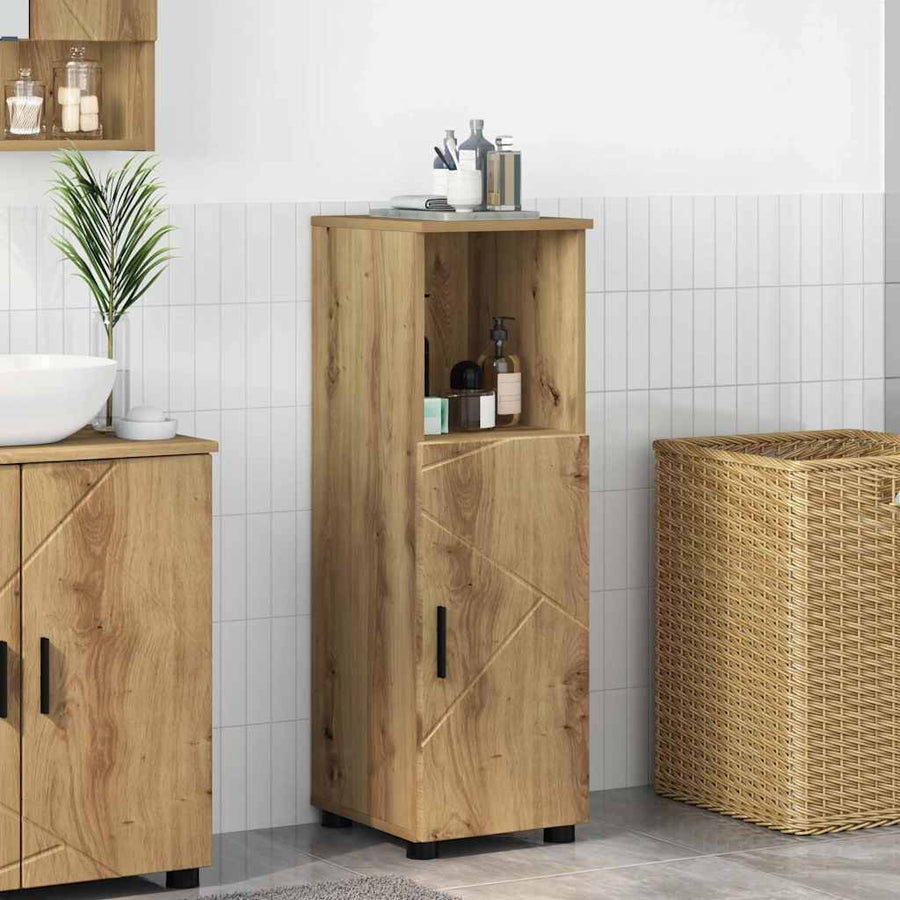 Badkamer Kast met plank artisanaal eikenkleurig 30 x 35 x 95 cm