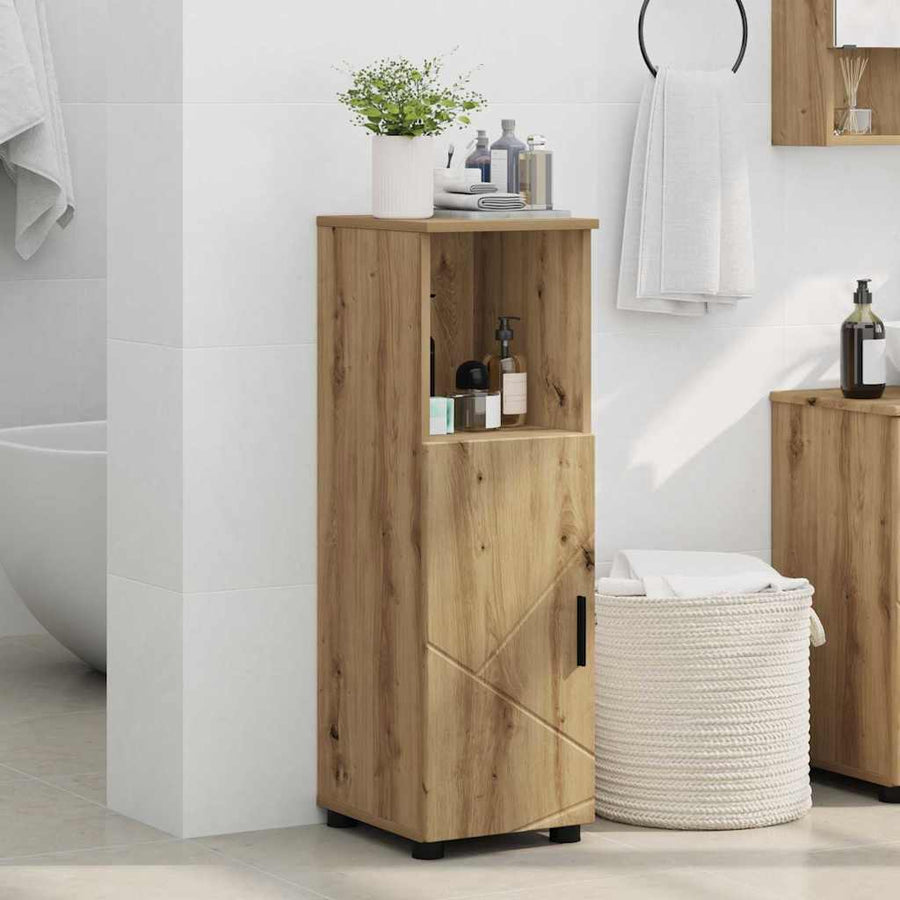 Badkamer Kast met plank artisanaal eikenkleurig 30 x 35 x 95 cm