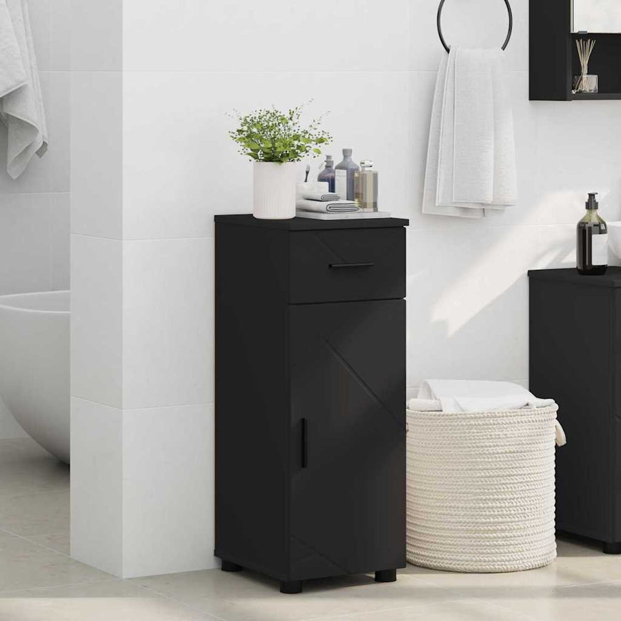 Badkamer Kast Zwart 30 x 35 x 80 cm Bewerkt hout & Metaal