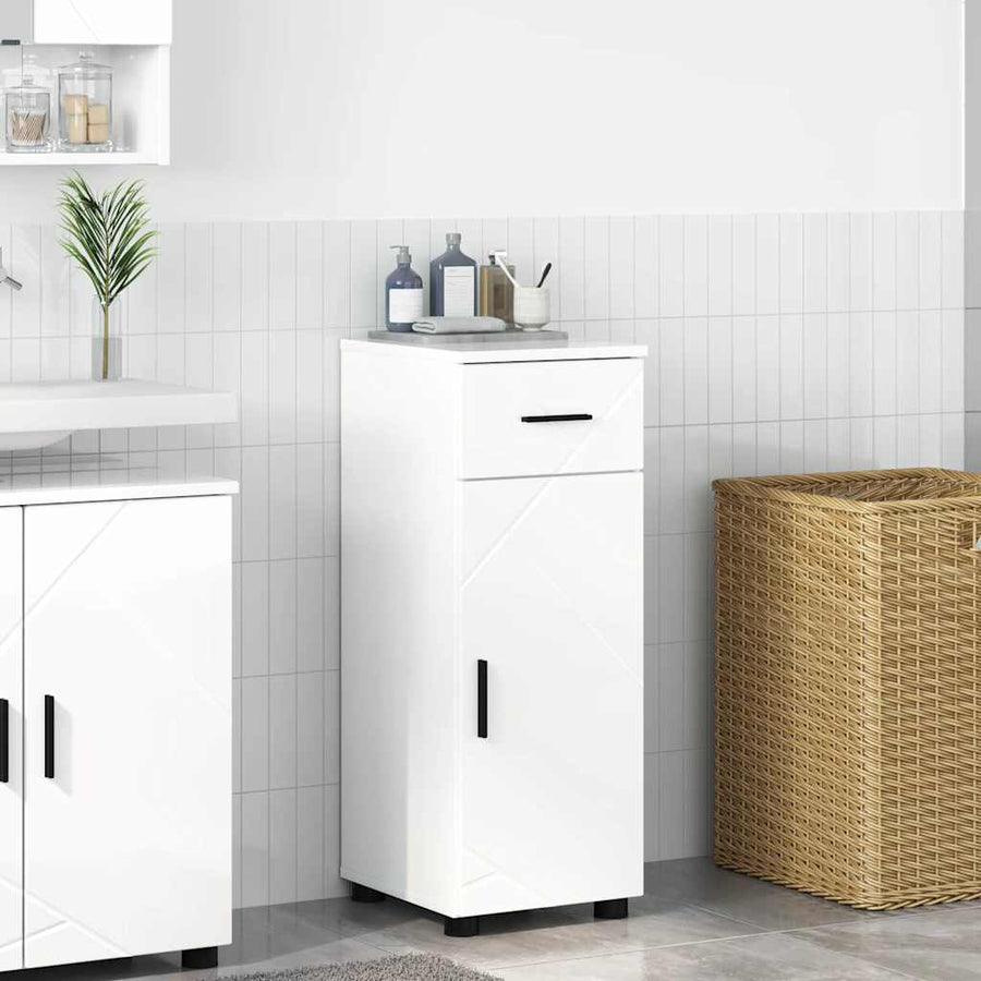 Badkamer Kast Hoogglans wit 30 x 35 x 80 cm Bewerkt hout