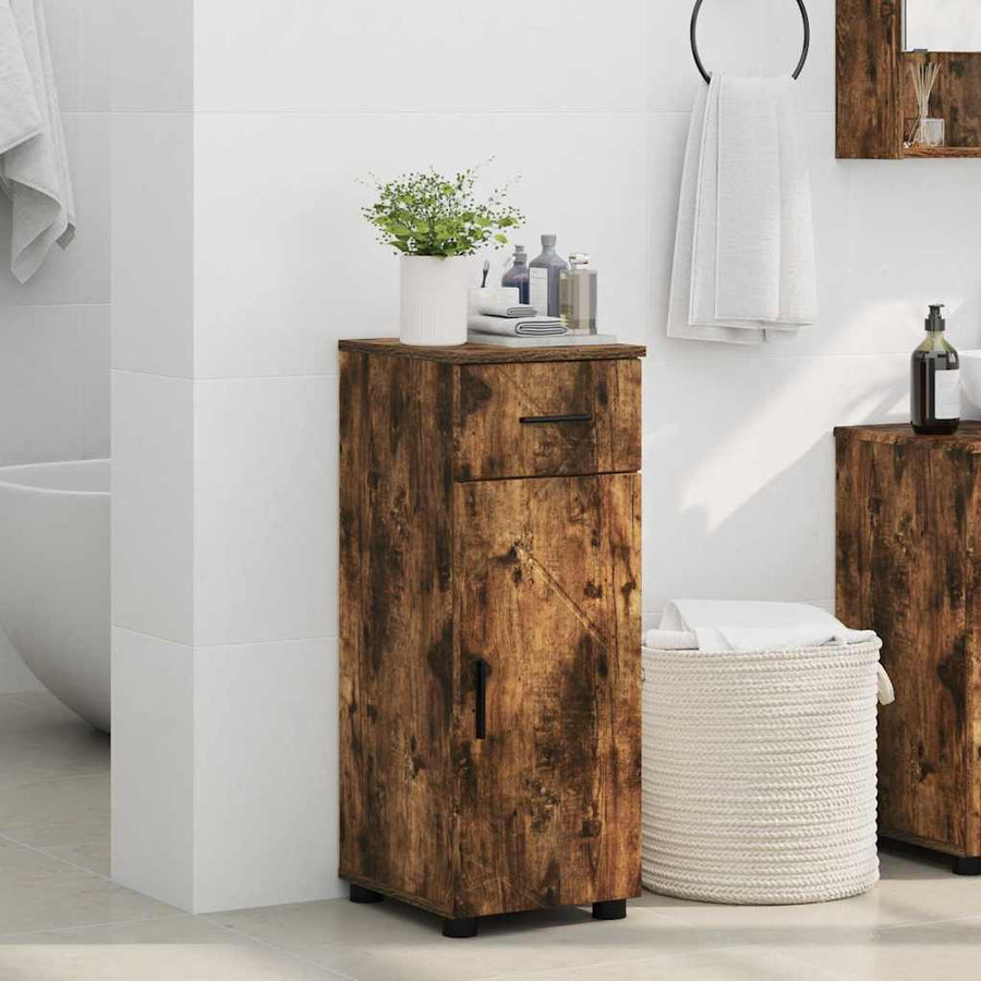 Badkamer Kast Gerookt eiken 30 x 35 x 80 cm Bewerkt hout
