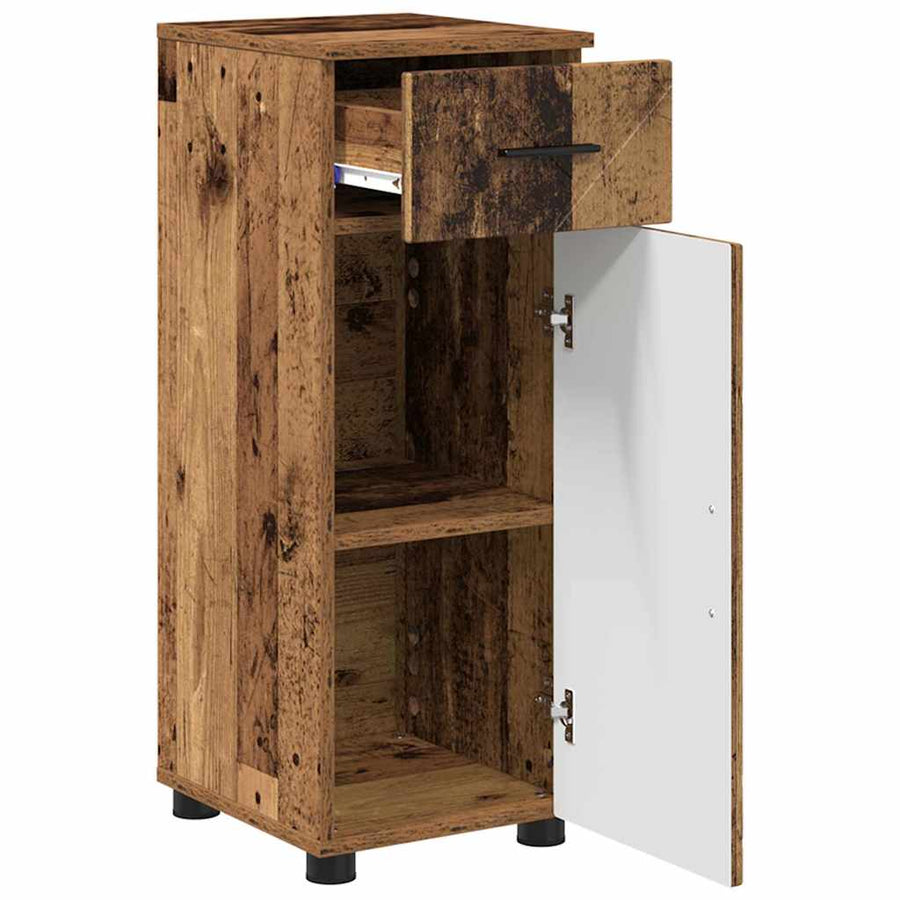 Badkamer Kast met lade Oud hout 30 x 35 x 80 cm Bewerkt hout
