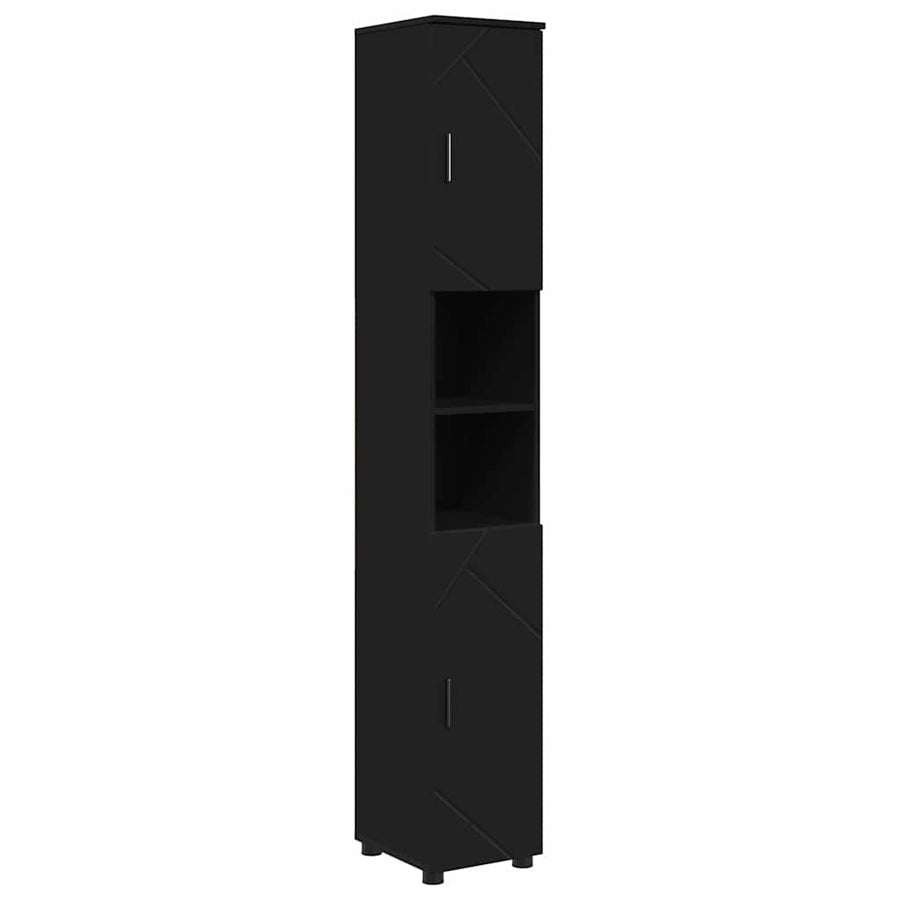 Badkamer Kast Zwart 30 x 35 x 192 cm Bewerkt hout & Metaal