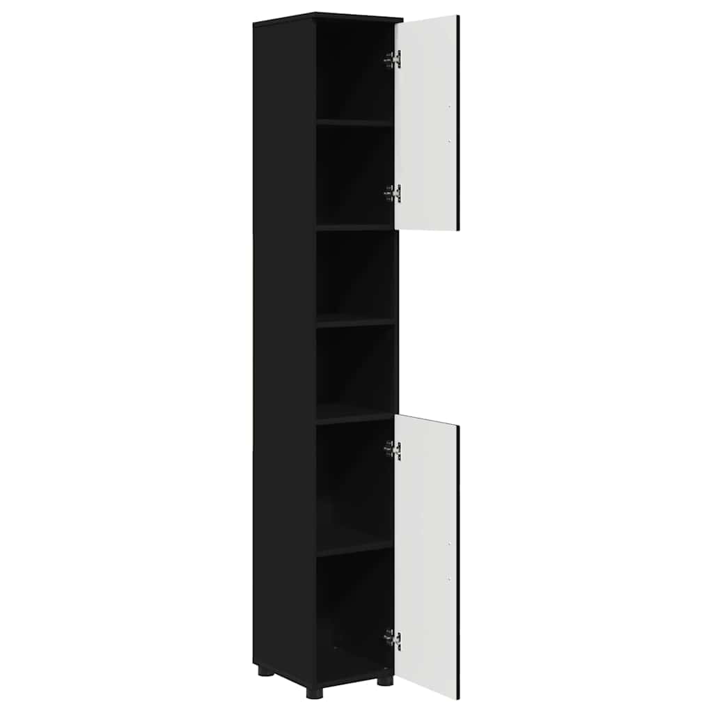 Badkamer Kast Zwart 30 x 35 x 192 cm Bewerkt hout & Metaal