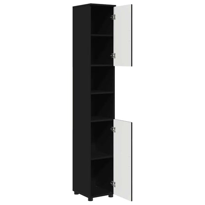 Badkamer Kast Zwart 30 x 35 x 192 cm Bewerkt hout & Metaal