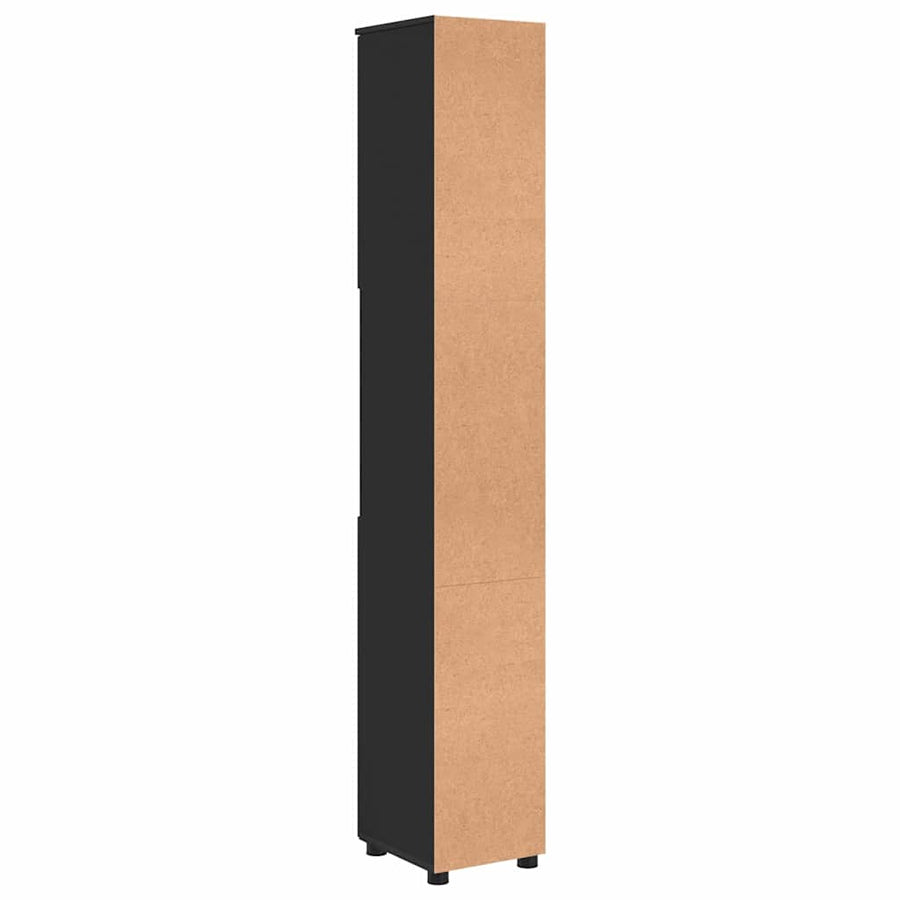 Badkamer Kast Zwart 30 x 35 x 192 cm Bewerkt hout & Metaal
