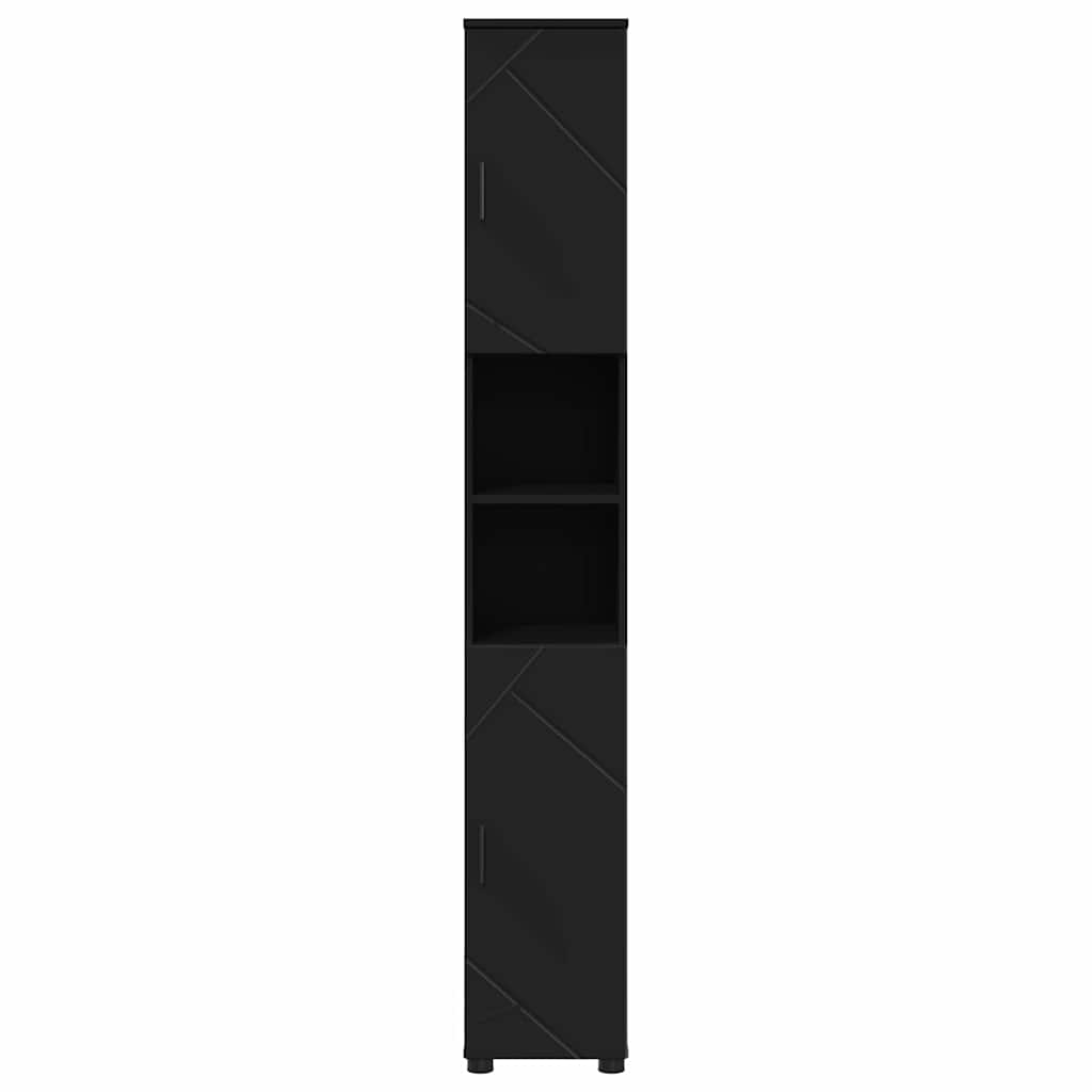 Badkamer Kast Zwart 30 x 35 x 192 cm Bewerkt hout & Metaal