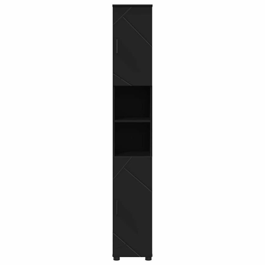 Badkamer Kast Zwart 30 x 35 x 192 cm Bewerkt hout & Metaal