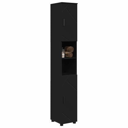 Badkamer Kast Zwart 30 x 35 x 192 cm Bewerkt hout & Metaal