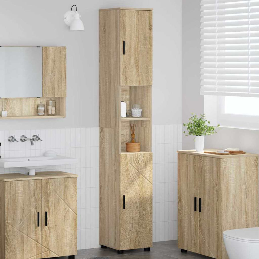 Badkamer Kast met opslag Sonoma Eiken 30 x 35 x 192 cm