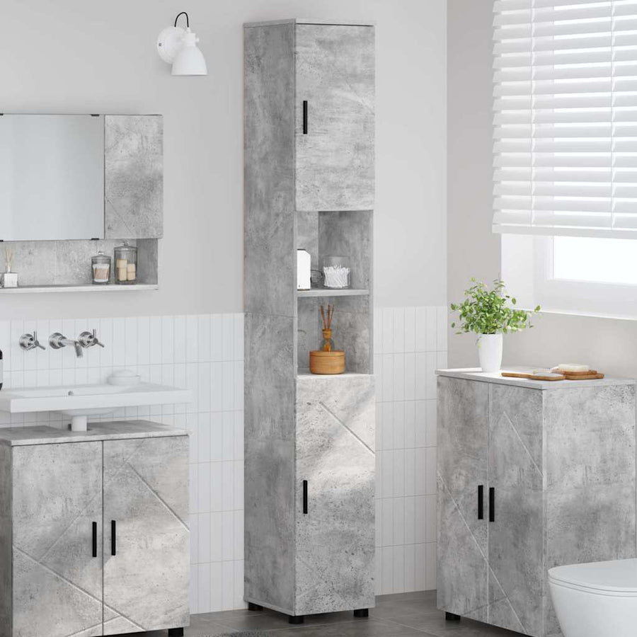 Badkamer Kast met opslag Beton Grijs 30 x 35 x 192 cm