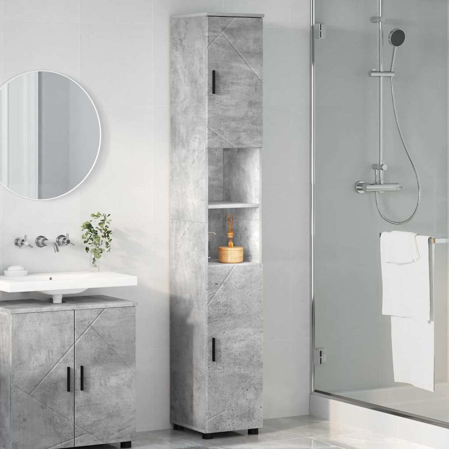 Badkamer Kast met opslag Beton Grijs 30 x 35 x 192 cm