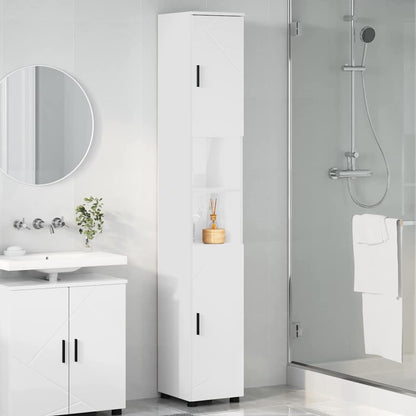 Badkamer Kast met opslag Hoogglans wit 30 x 35 x 192 cm