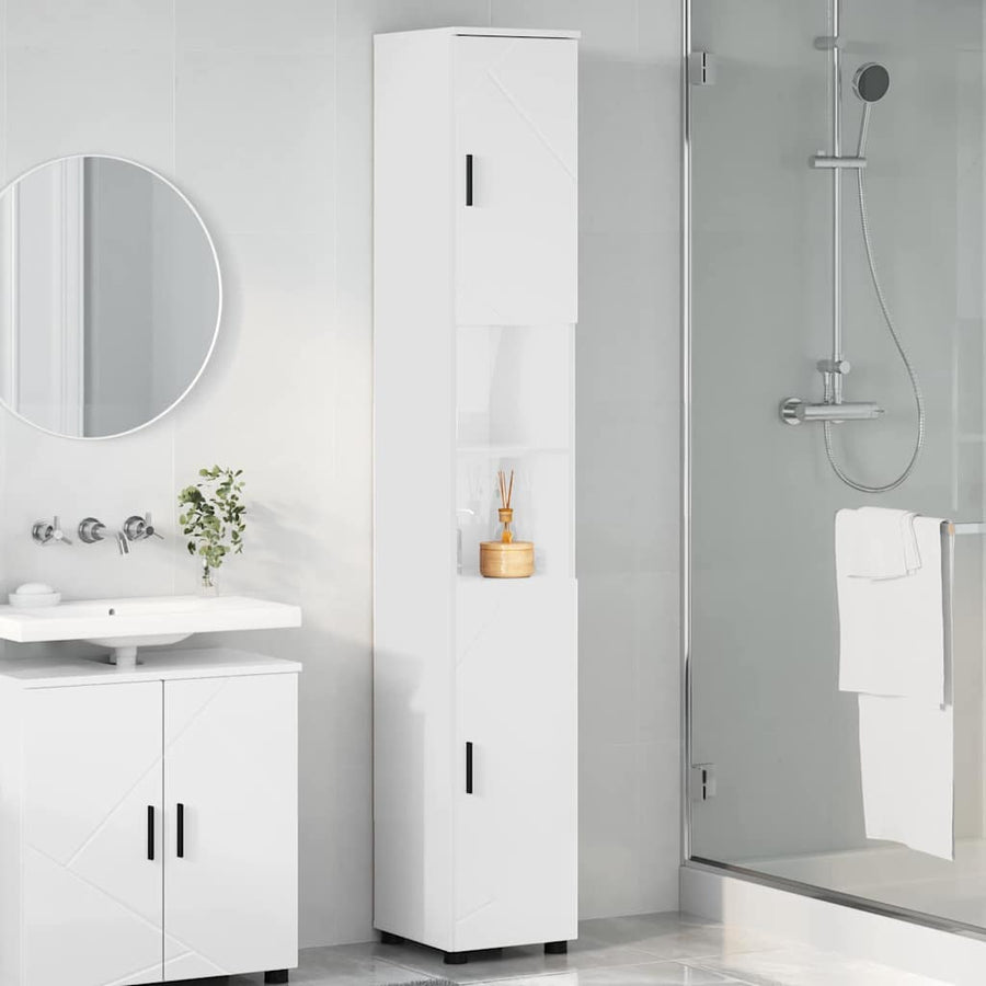 Badkamer Kast met opslag Hoogglans wit 30 x 35 x 192 cm