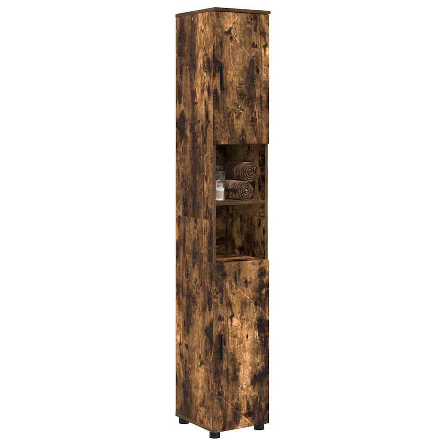 Badkamer Kast met opslag Gerookt eiken 30 x 35 x 192 cm