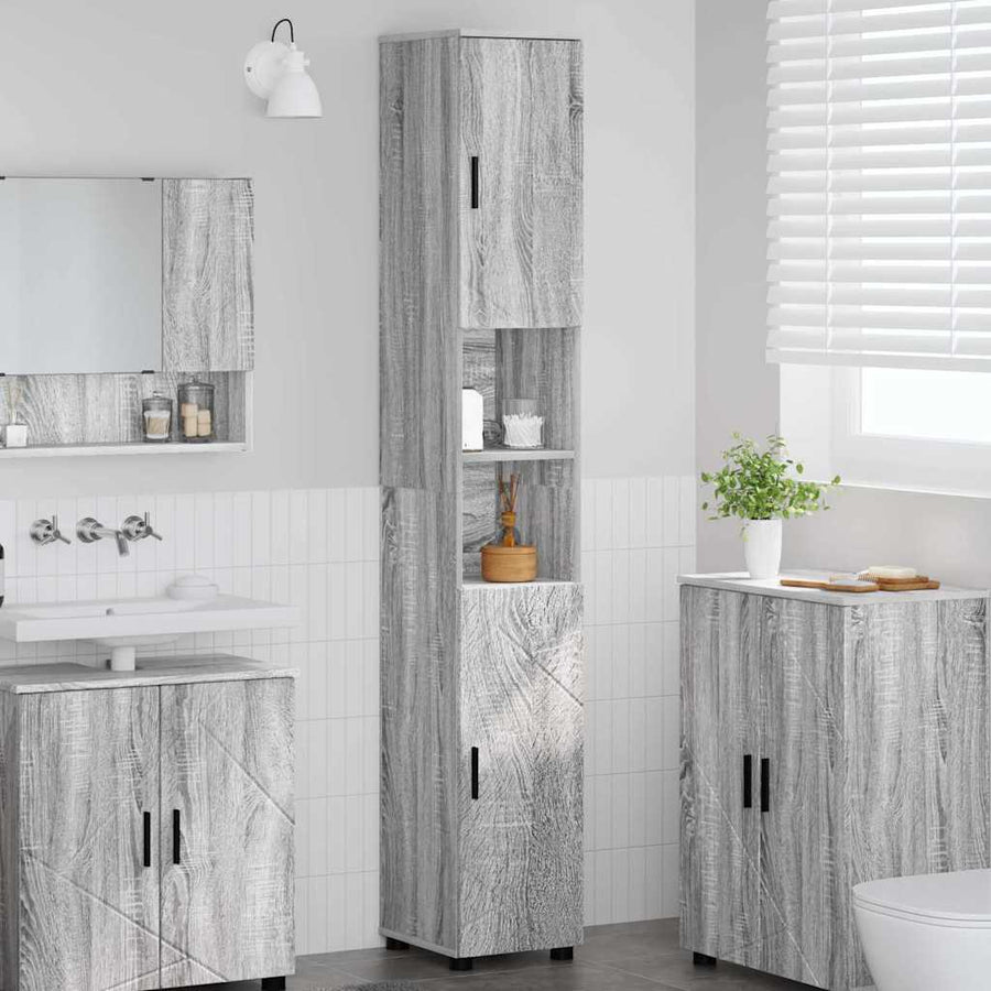 Badkamer Kast met opslag Grijs Sonoma 30 x 35 x 192 cm