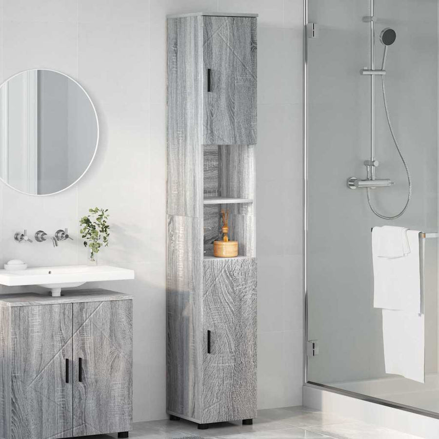 Badkamer Kast met opslag Grijs Sonoma 30 x 35 x 192 cm