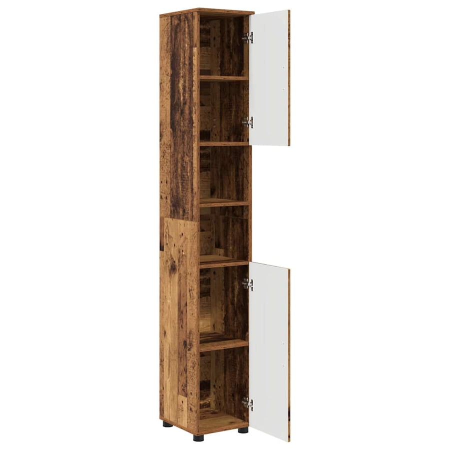 Badkamer Kast Oud Hout 30 x 35 x 192 cm Bewerkt hout & Metaal
