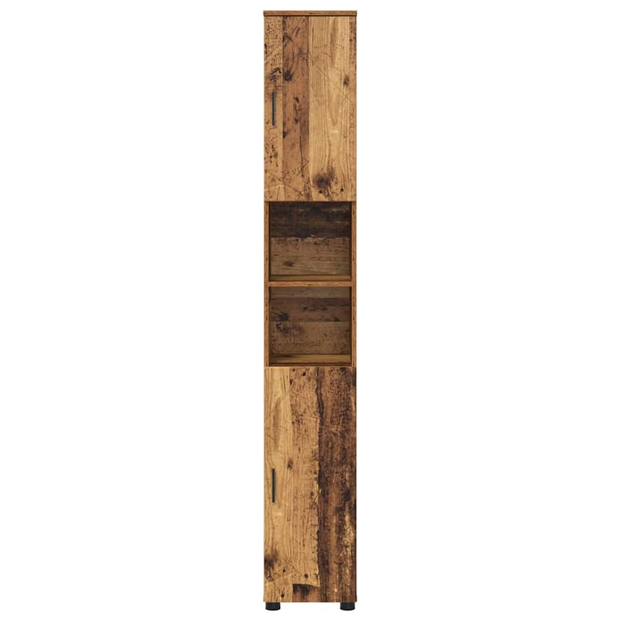 Badkamer Kast Oud Hout 30 x 35 x 192 cm Bewerkt hout & Metaal