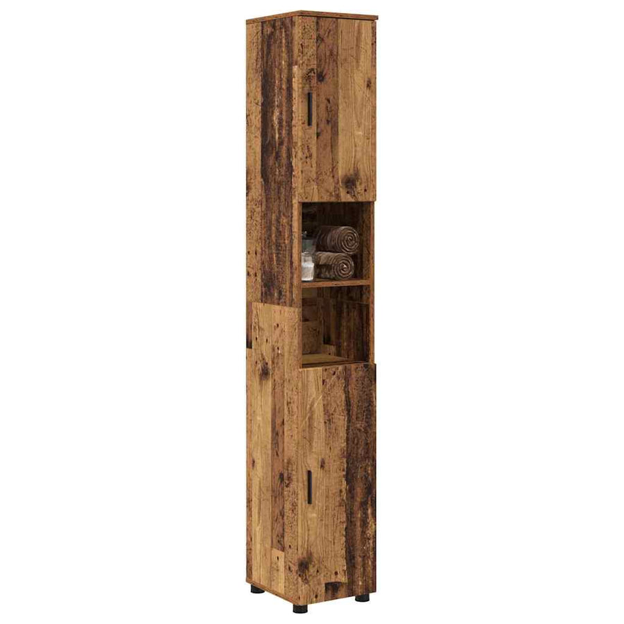 Badkamer Kast Oud Hout 30 x 35 x 192 cm Bewerkt hout & Metaal