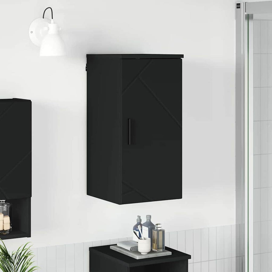 Badkamer Kast 30 X 31,5 X 61 Cm Bewerkt Hout & Metaal Zwart