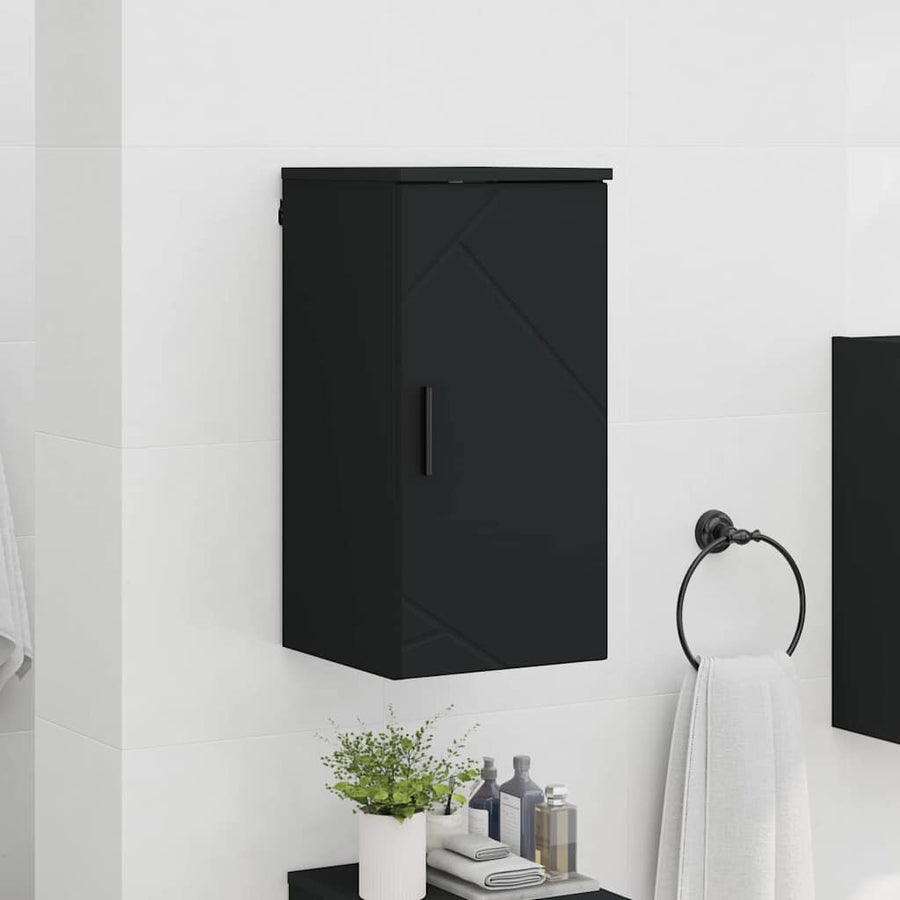 Badkamer Kast 30 X 31,5 X 61 Cm Bewerkt Hout & Metaal Zwart