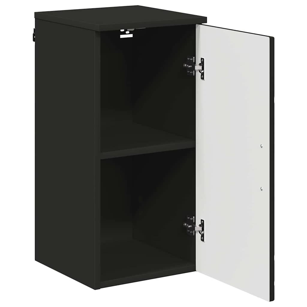Badkamer Kast 30 X 31,5 X 61 Cm Bewerkt Hout & Metaal Zwart