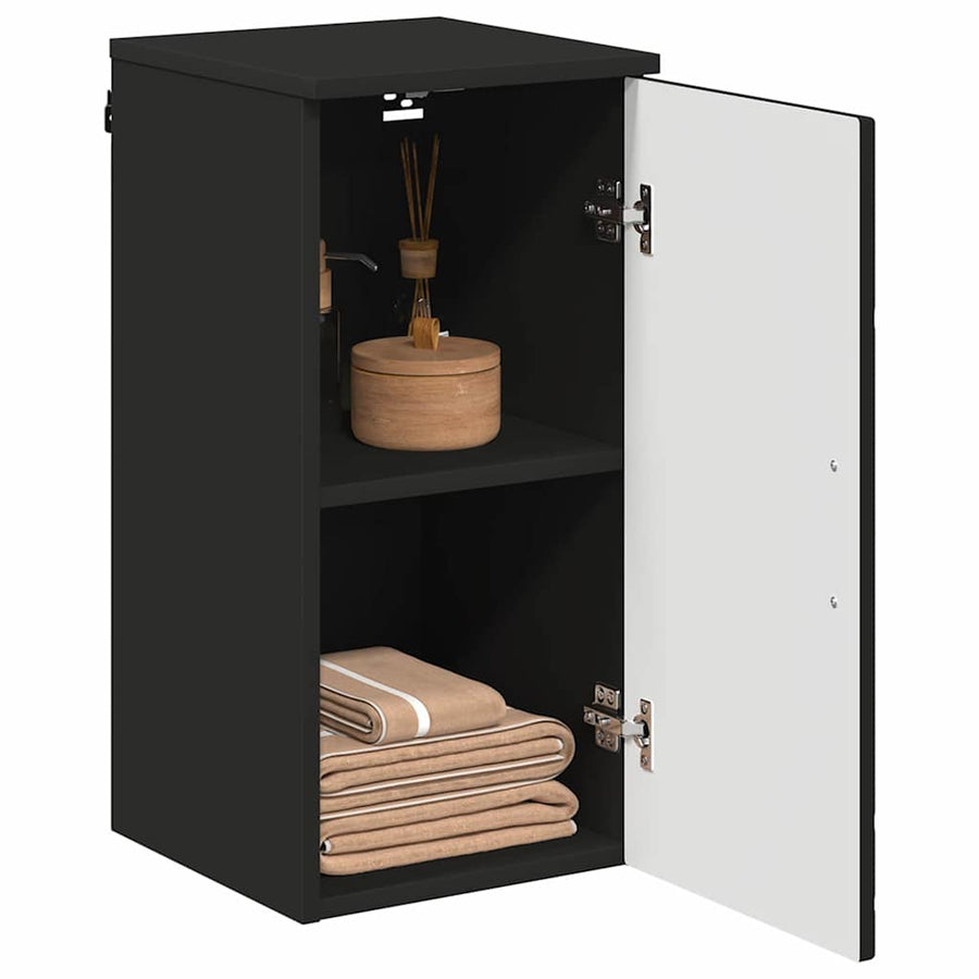 Badkamer Kast 30 X 31,5 X 61 Cm Bewerkt Hout & Metaal Zwart