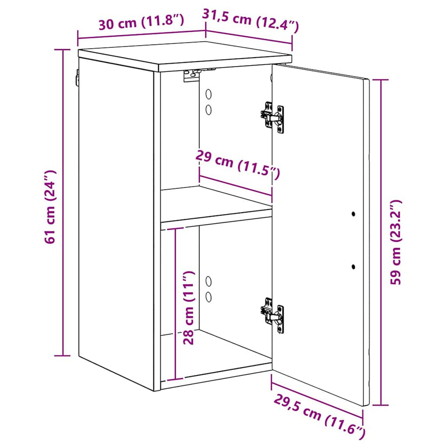 Badkamer Kast Wandgemonteerd Artisan Eiken 30 x 31,5 x 61 cm